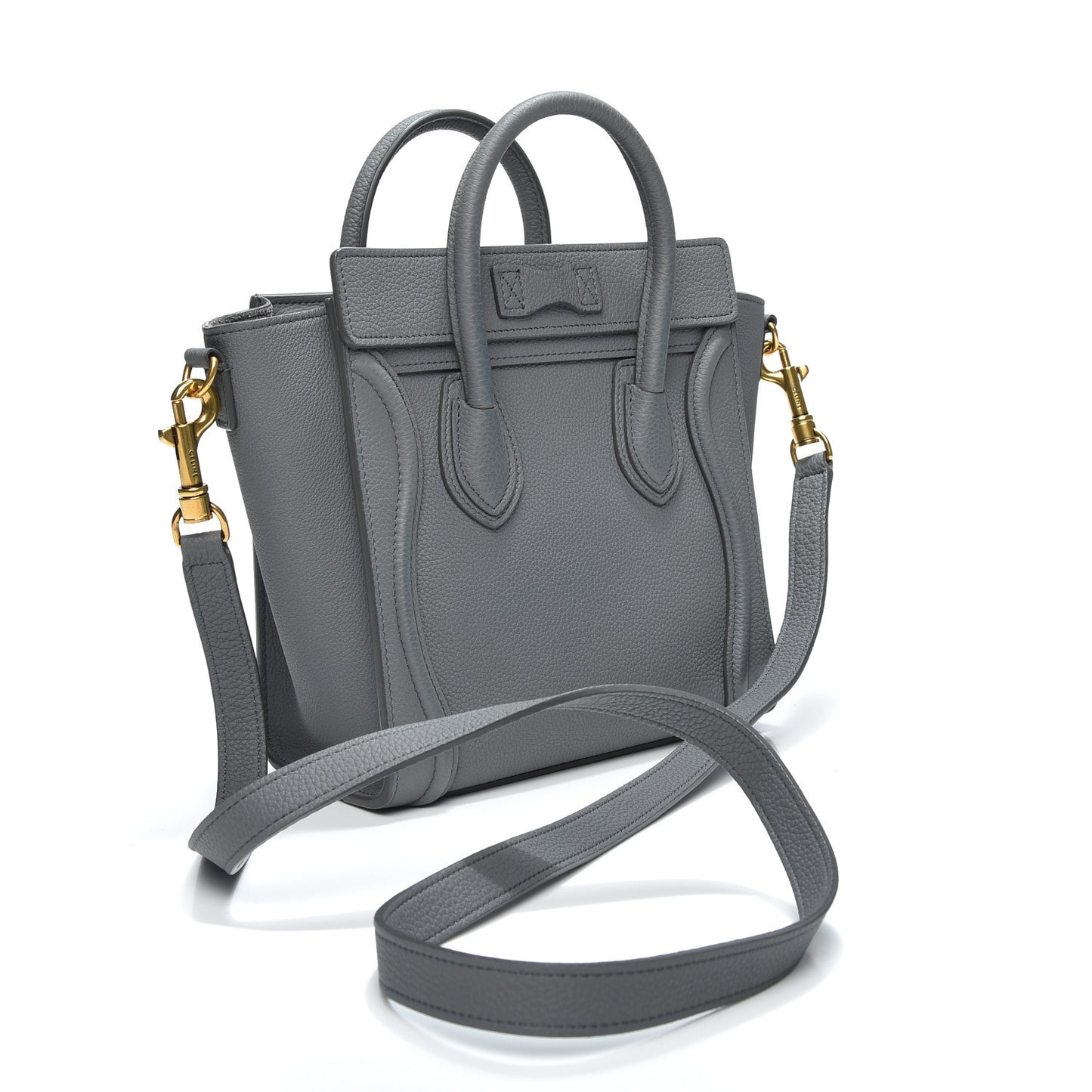Drummed Calfskin Nano Luggage Kohl