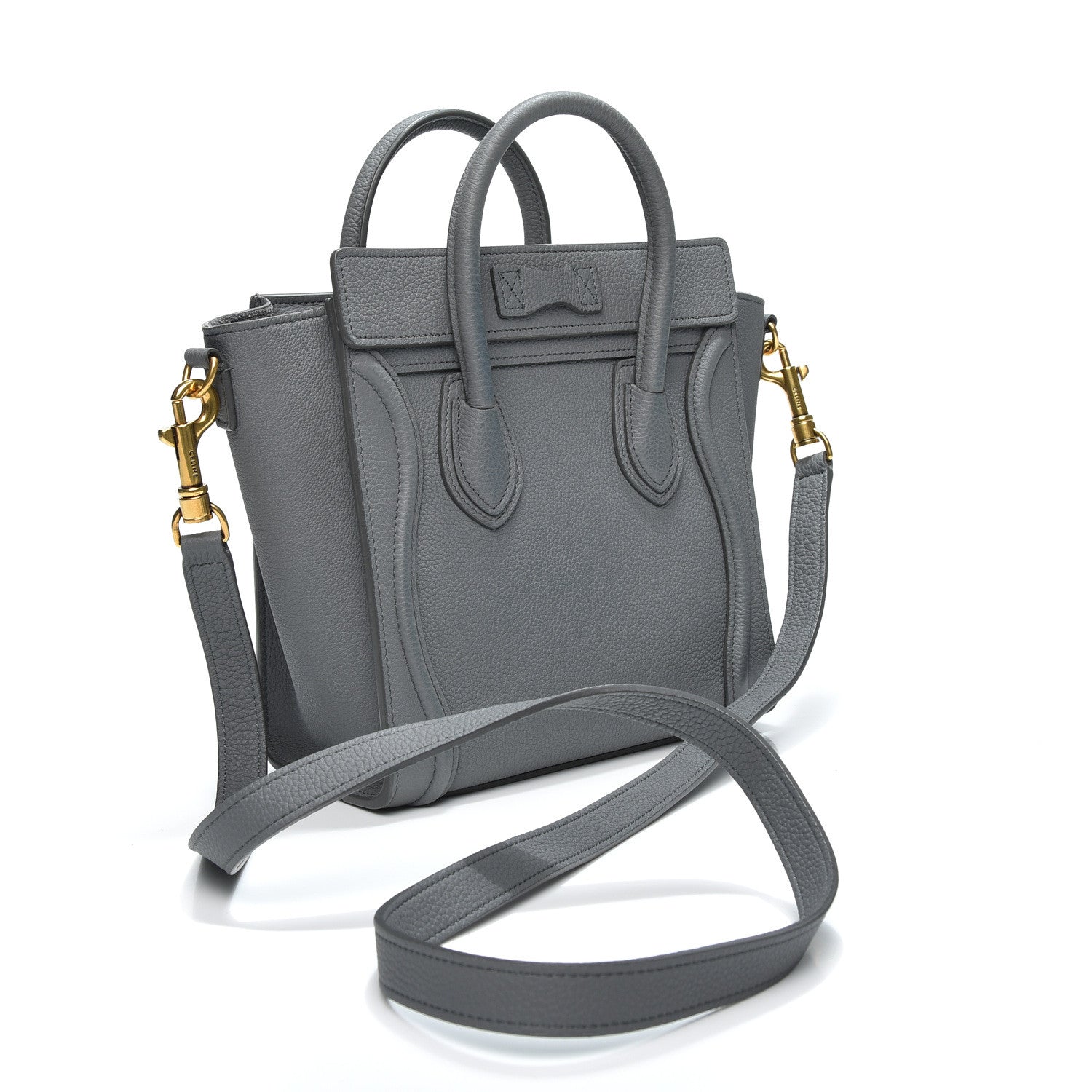 Celine Drummed Calfskin Nano Luggage Kohl 2 of 8
