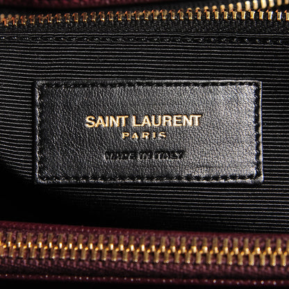Saint Laurent Grain de Poudre Matelasse Chevron Monogram Shopping Bag Bordeaux 6 of 8