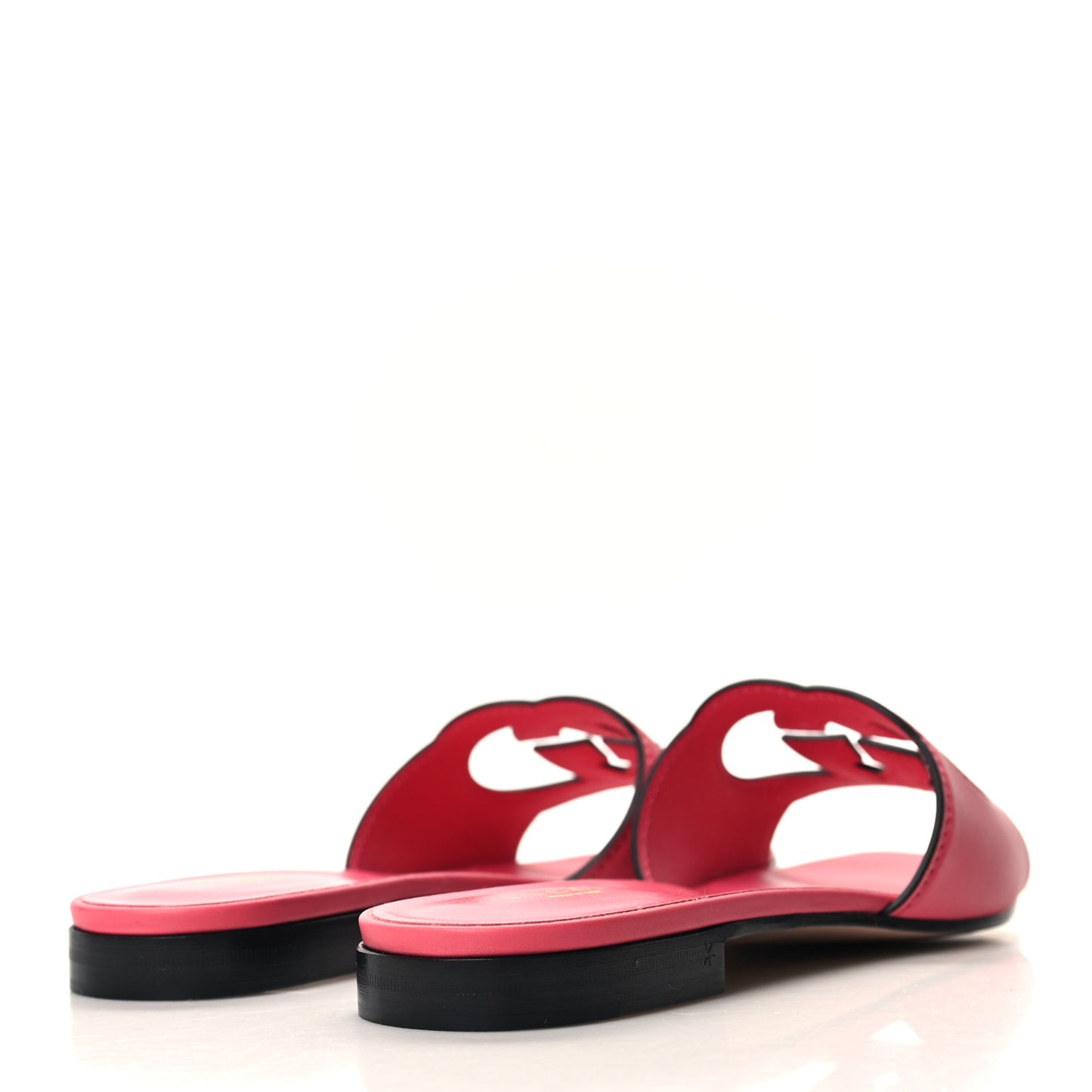 Cosmos Softy Calfskin Interlocking G Cut Out Slide Sandals 38.5 Rhodamine Pink