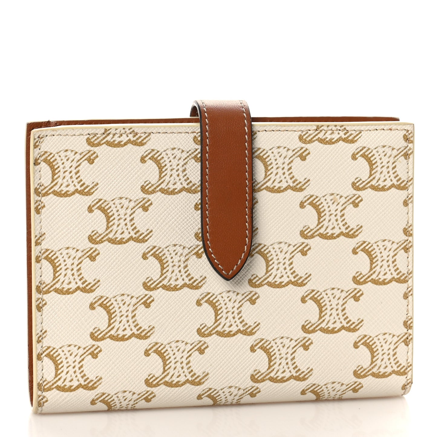Canvas Triomphe Medium Strap Wallet White