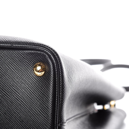 Prada Saffiano Cuir Medium Double Bag Black Fuoco 19 of 23