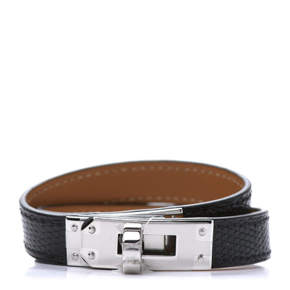 Hermes Lizard Kelly Double Tour Bracelet T2 Black 1 of 7
