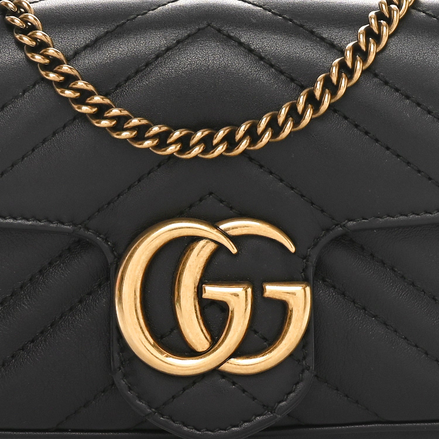 Gucci Calfskin Matelasse Super Mini GG Marmont Shoulder Bag Black 8 of 10