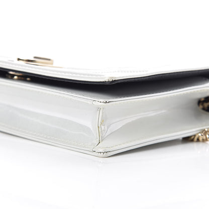 Christian Dior Patent Micro-Cannage Diorama Wallet on Chain Pouch White 8 of 12