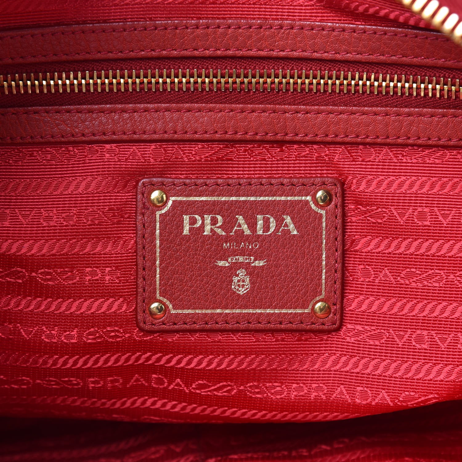Prada Vitello Daino Top Handle Shoulder Bag Rosso 6 of 15