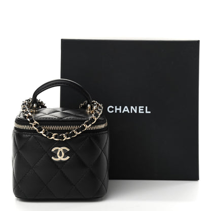 Chanel Lambskin Quilted Top Handle Mini Vanity Case With Chain Black 11 of 11