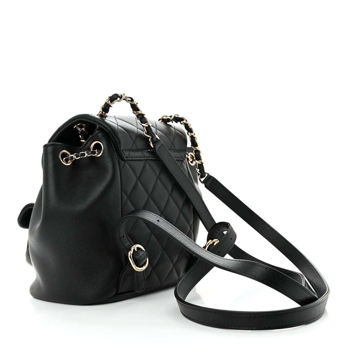 Lambskin Quilted Small Duma Drawstring Backpack Black