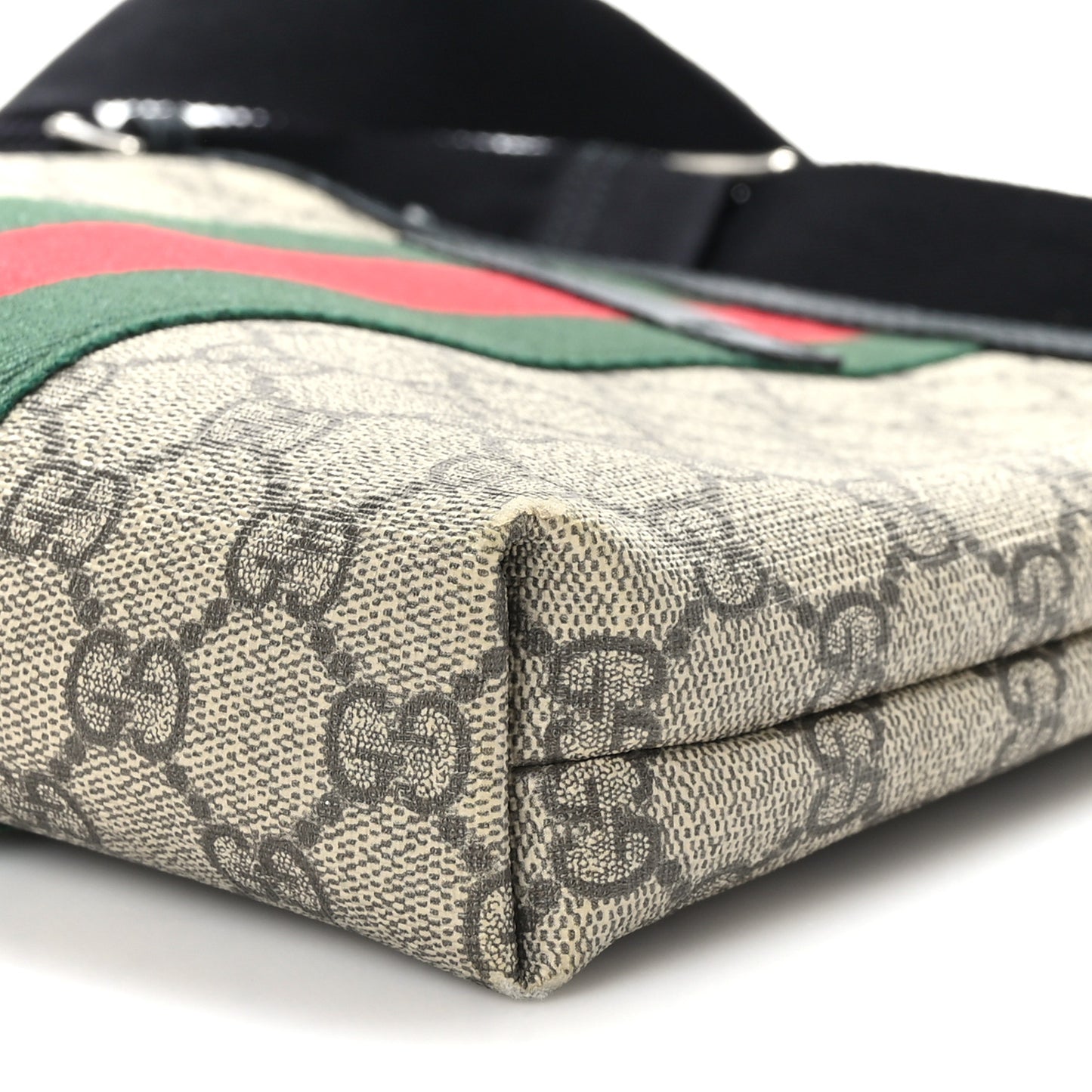 GG Supreme Monogram Web Messenger Bag Black