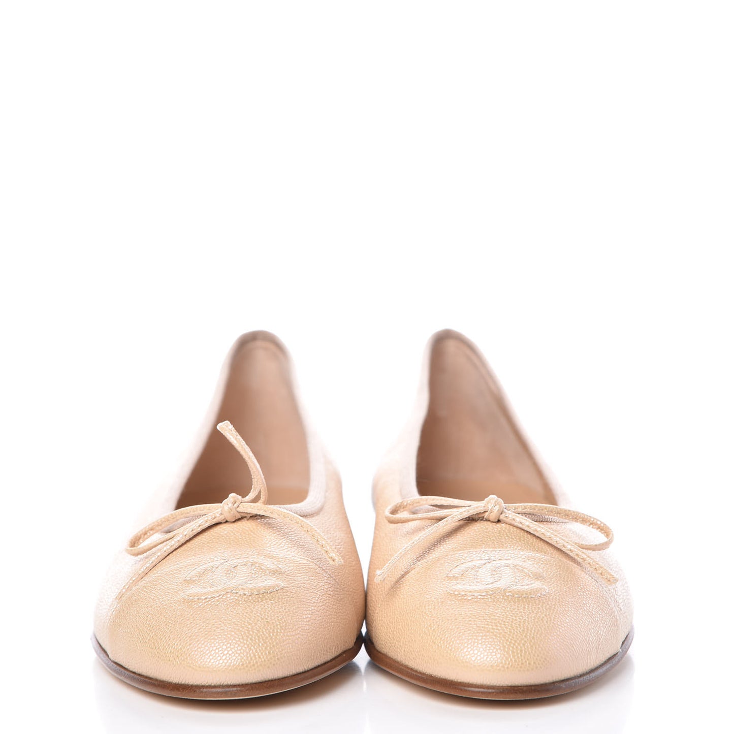 Caviar CC Cap Toe Ballerina Flats 37.5 Beige Clair