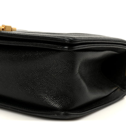 Chanel Caviar Chevron Quilted Medium Boy Flap Black 10 of 10