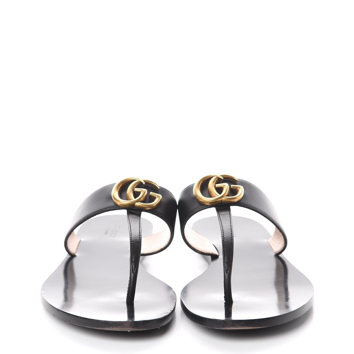 Calfskin GG Marmont Thong Sandals 38.5 Black