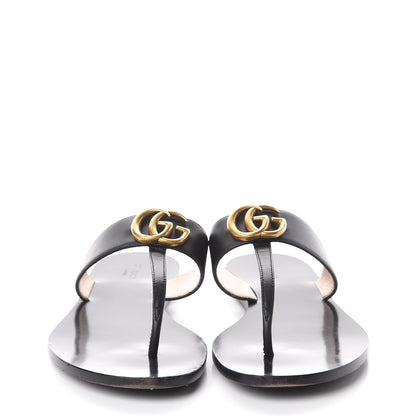 Gucci Calfskin GG Marmont Thong Sandals 38.5 Black 2 of 7
