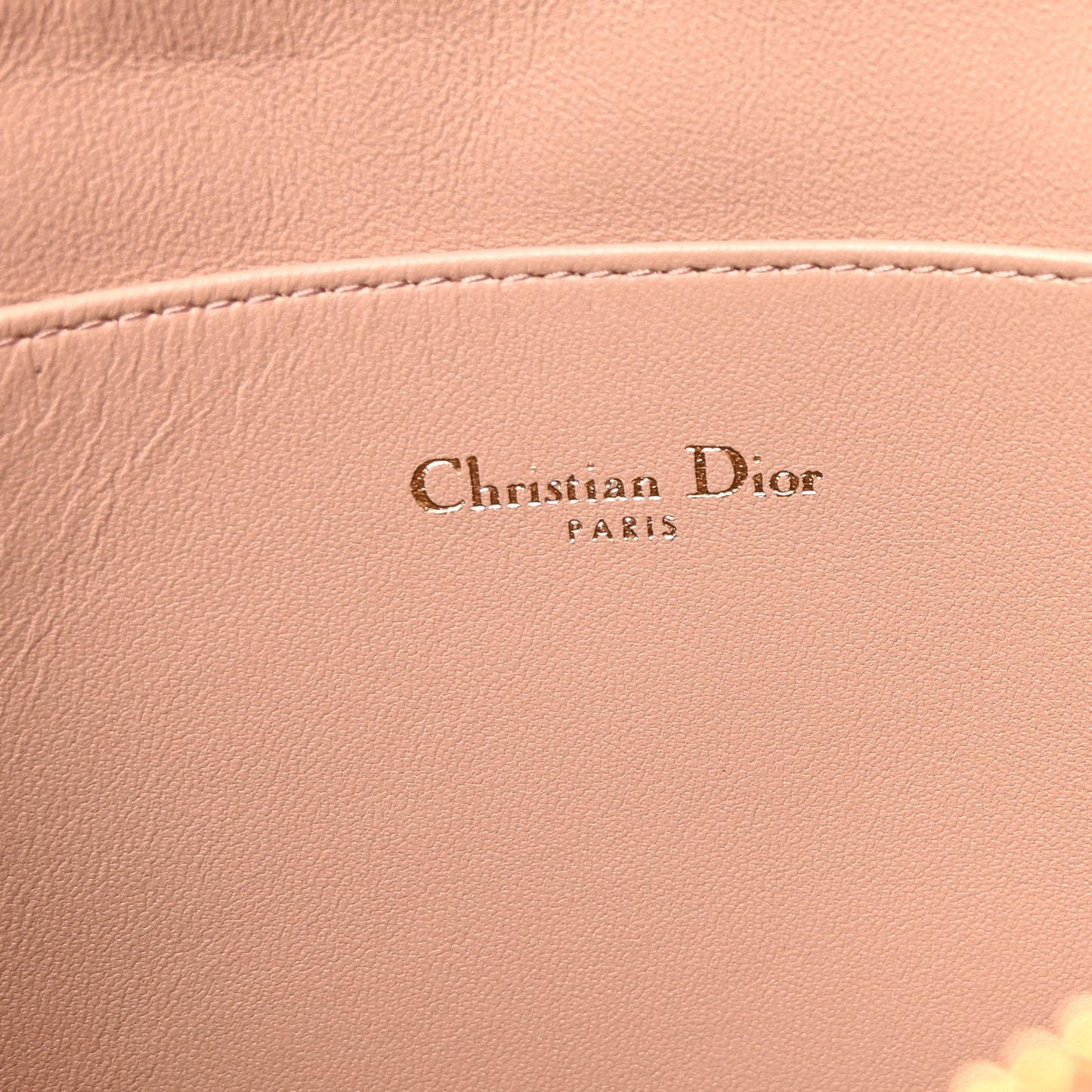 Supple Calfskin Cannage Large Caro Daily Pouch Rose Des Vents