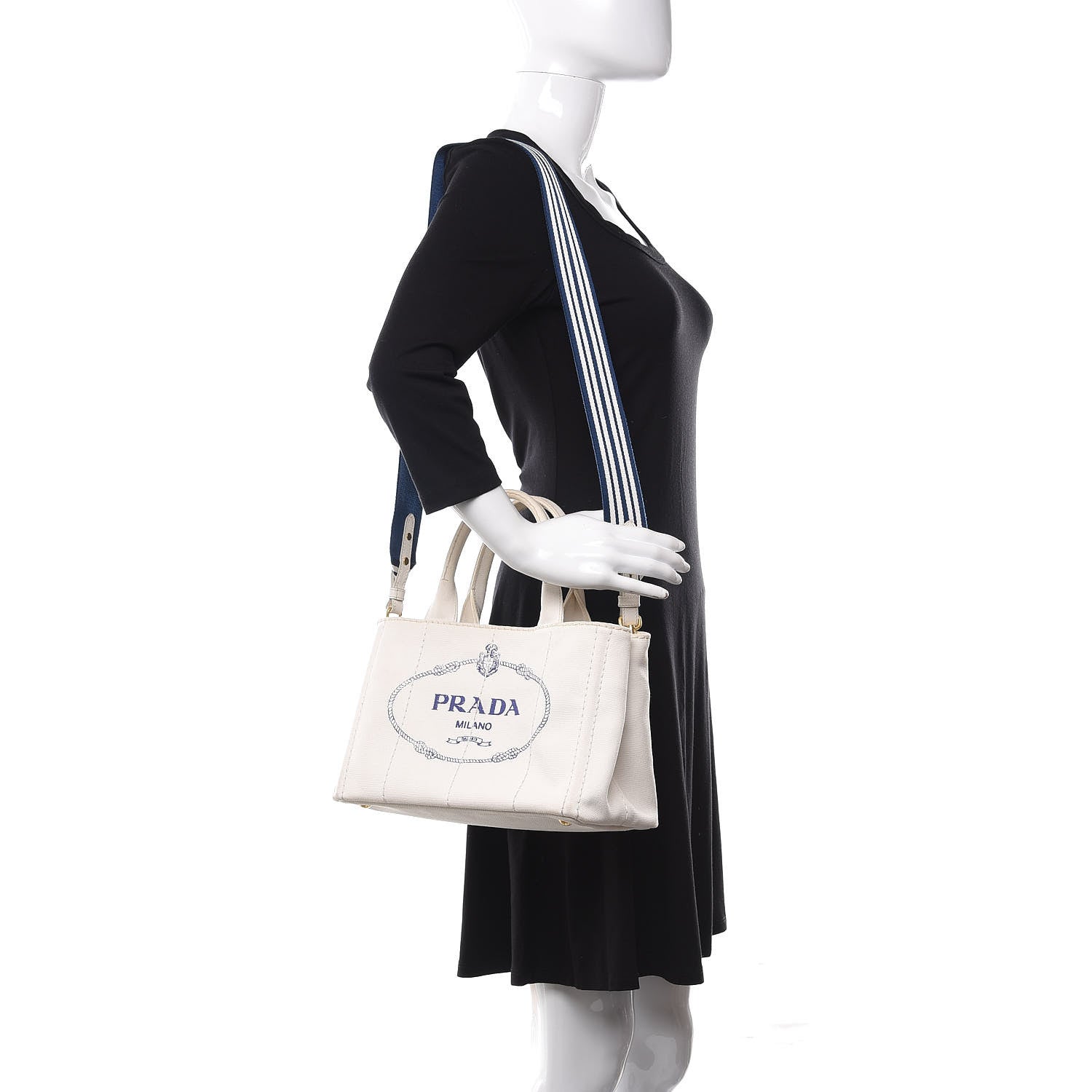 Prada Canapa Small Logo Tote Bianco Blue 2 of 10