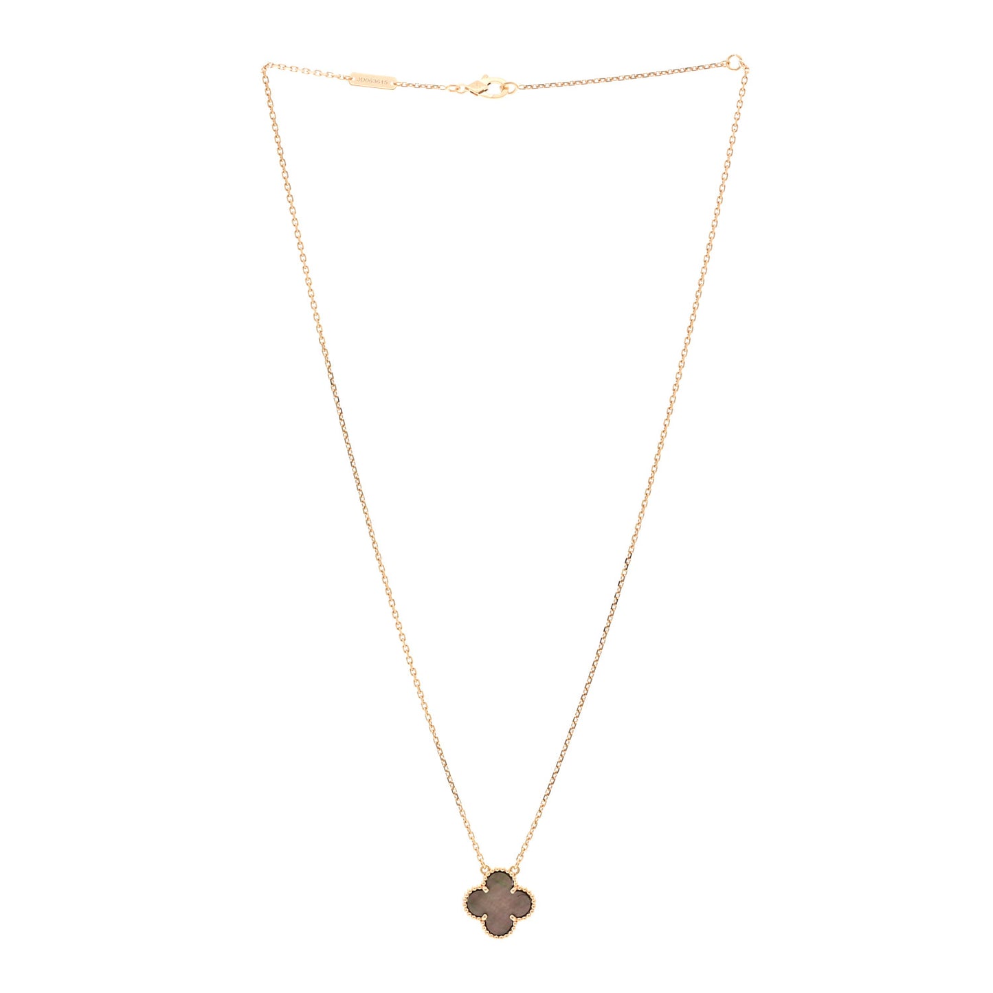 18K Rose Gold Gray Mother of Pearl Vintage Alhambra Pendant Necklace