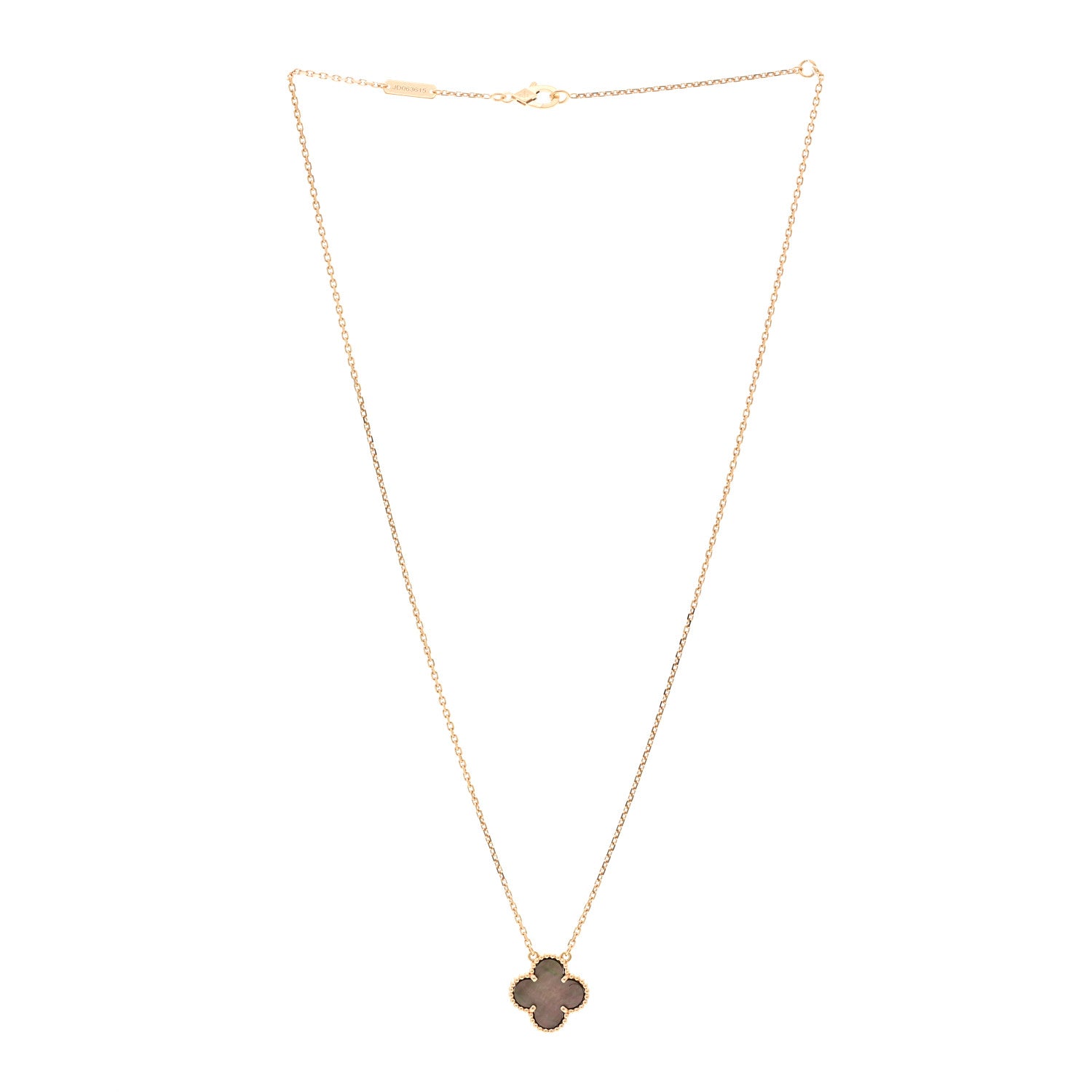Van Cleef & Arpels 18K Rose Gold Gray Mother of Pearl Vintage Alhambra Pendant Necklace 3 of 6