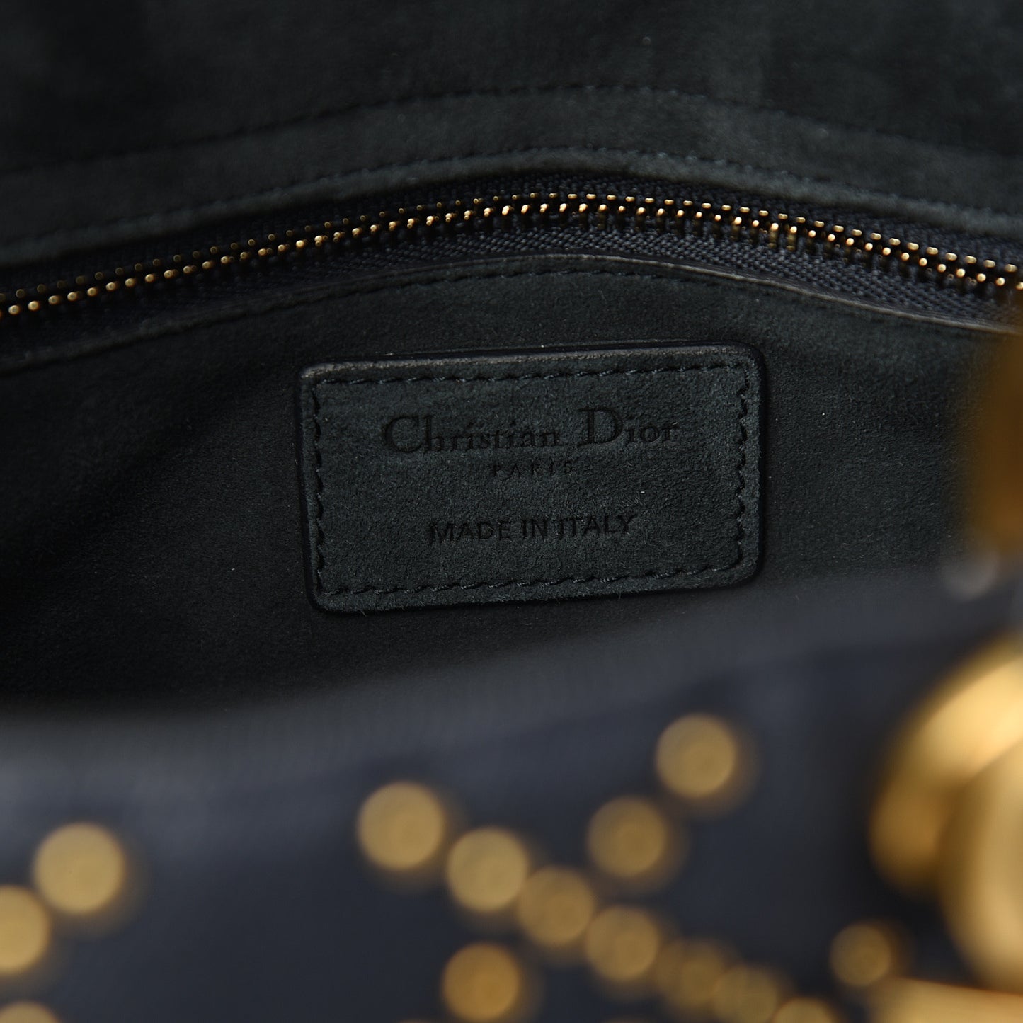 Canvas Cannage Studded Medium Supple Lady Dior Blue