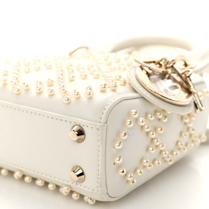 Christian Dior Lambskin Pearl Cannage Micro Lady Dior Latte 10 of 10