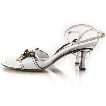 Louis Vuitton White Fleur Leather Heels 39.5 2 of 8