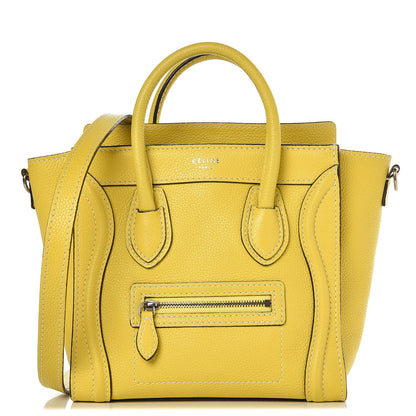 Celine Drummed Calfskin Nano Luggage Citron 1 of 17