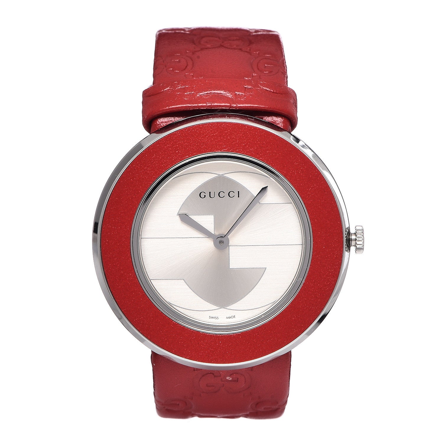 Gucci Stainless Steel Calfskin 36mm U-Play Quartz Watch Red 1 of 11
