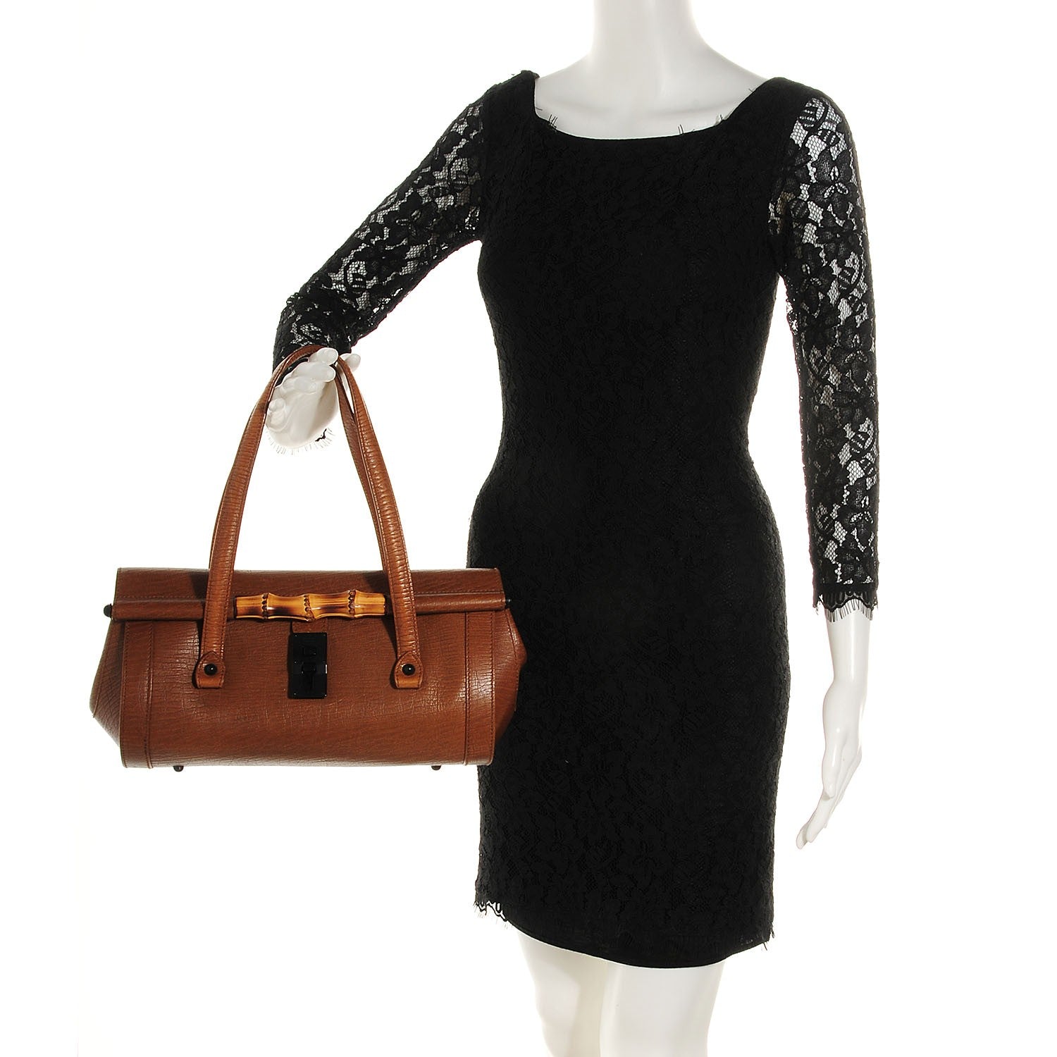 Gucci Leather Bamboo Bullet Satchel Brown 2 of 7