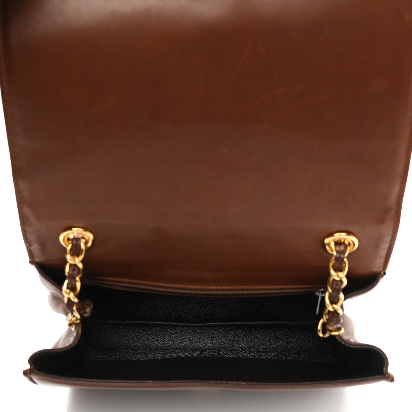 Lambskin Quilted CC Single Flap Brown