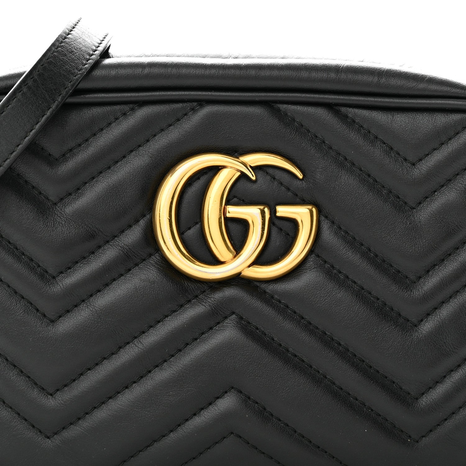 Gucci Calfskin Matelasse Small GG Marmont Chain Shoulder Bag Black 9 of 16