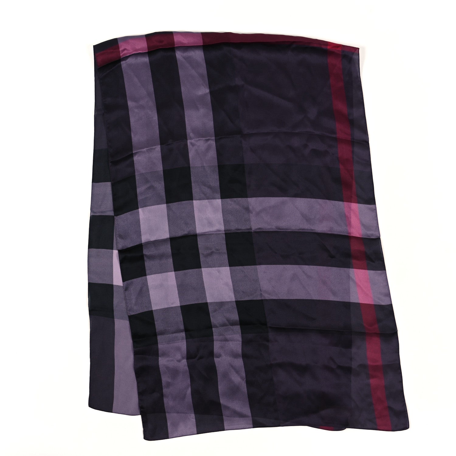 Burberry Satin Silk Mega Check Scarf Regency Purple 2 of 4