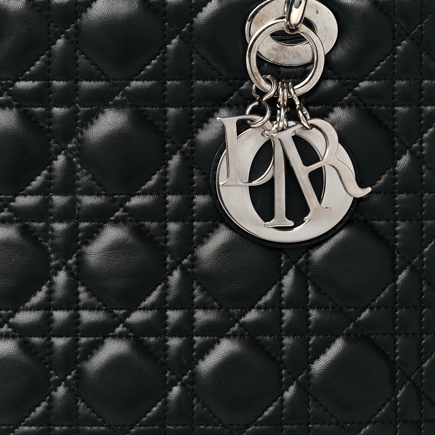 Christian Dior Lambskin Cannage Medium Lady Dior Black 7 of 9