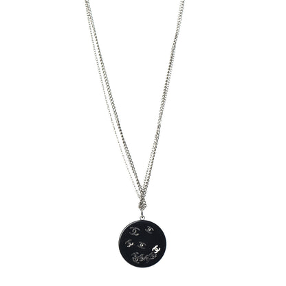 Chanel Resin CC Necklace Black Silver 1 of 5