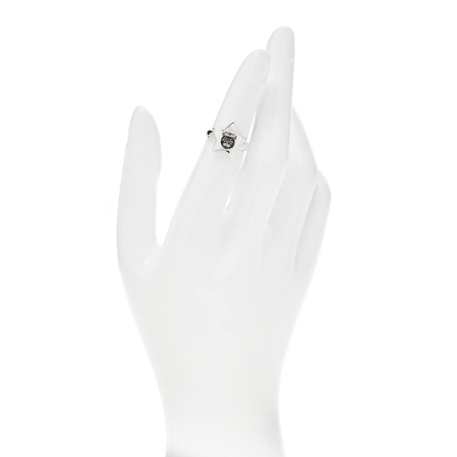 Gucci Sterling Silver Blind for Love Star Cat Ring 48 4.5 2 of 6