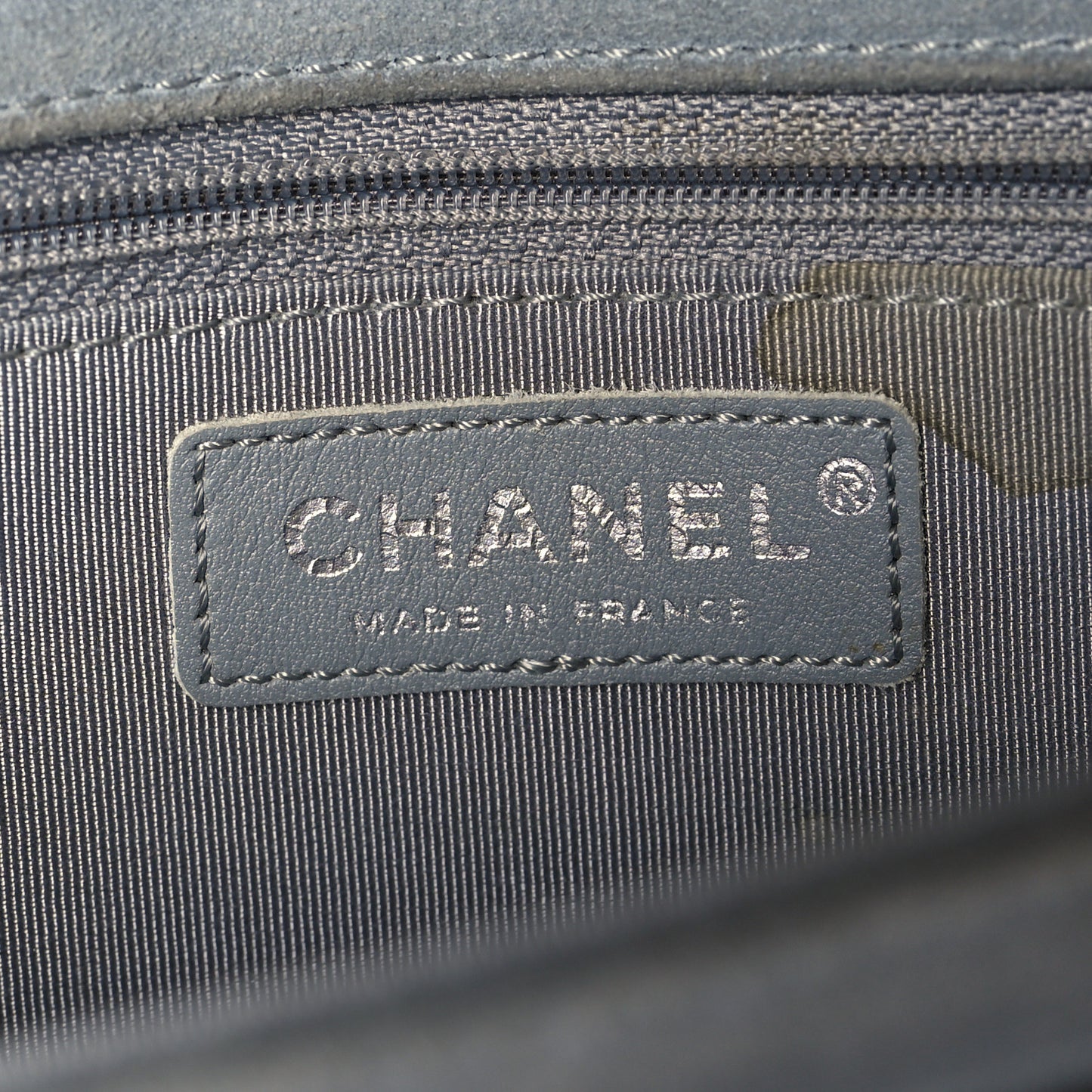 Suede Chocolate Bar Whipstitch Mademoiselle Flap Grey