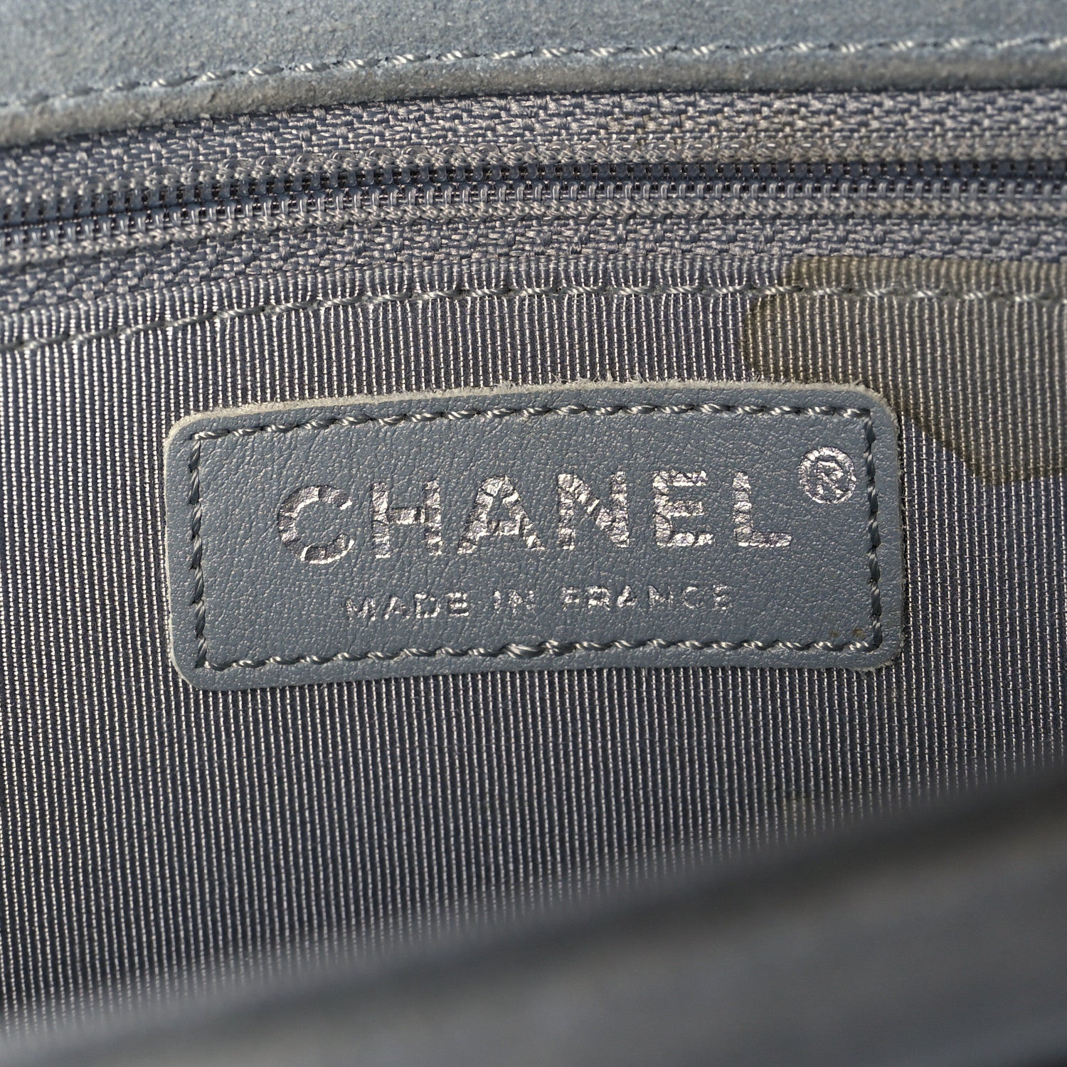 Chanel Suede Chocolate Bar Whipstitch Mademoiselle Flap Grey 5 of 11