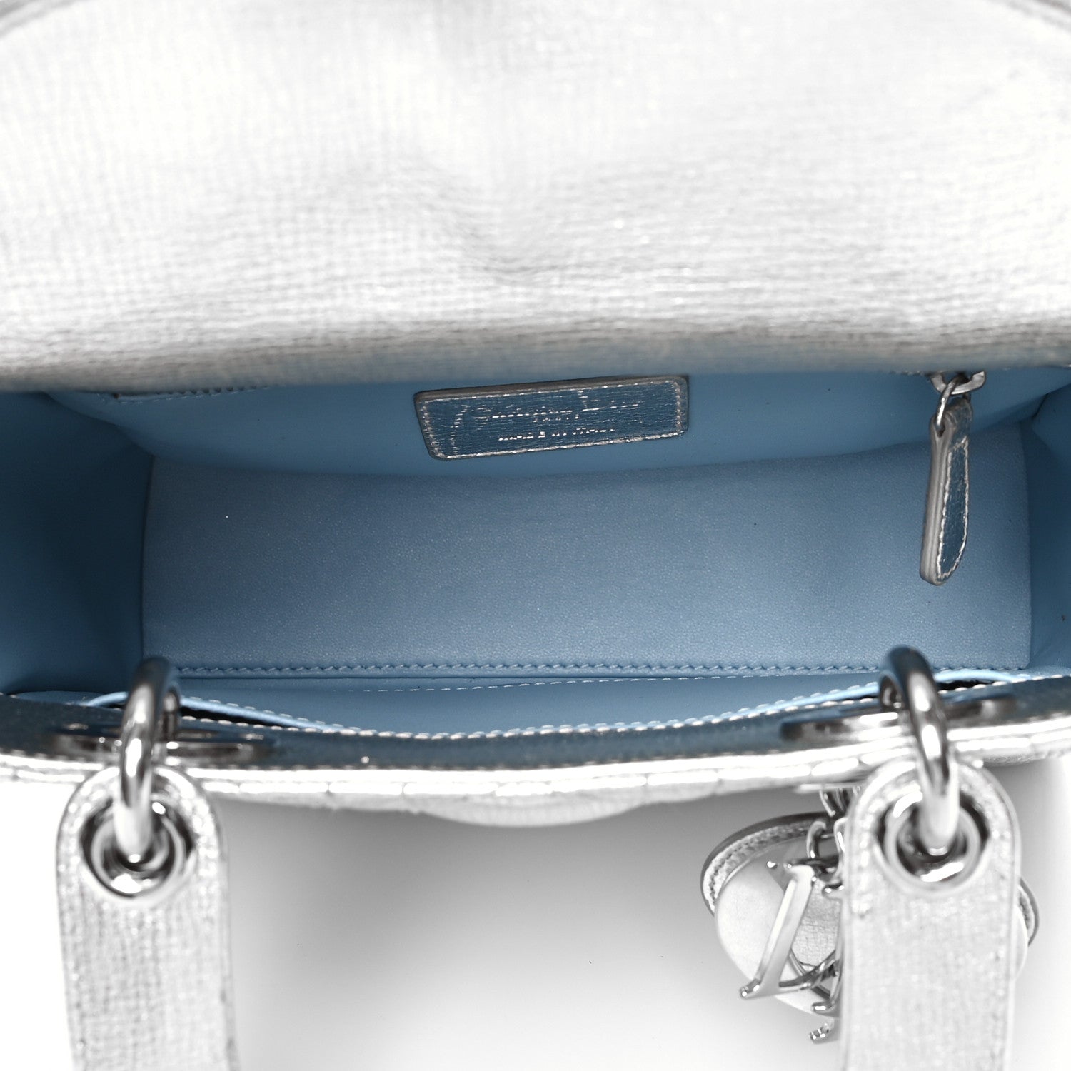 Christian Dior Metallic Grained Calfskin Cannage Small Lucky Badges My Lady Dior Silver 4 of 11