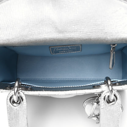Christian Dior Metallic Grained Calfskin Cannage Small Lucky Badges My Lady Dior Silver 4 of 11