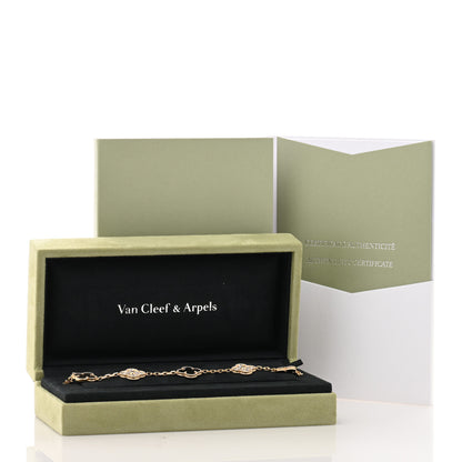 Van Cleef & Arpels 18K Yellow Gold Diamond Gray Mother of Pearl 5 Motifs Vintage Alhambra Bracelet 4 of 4