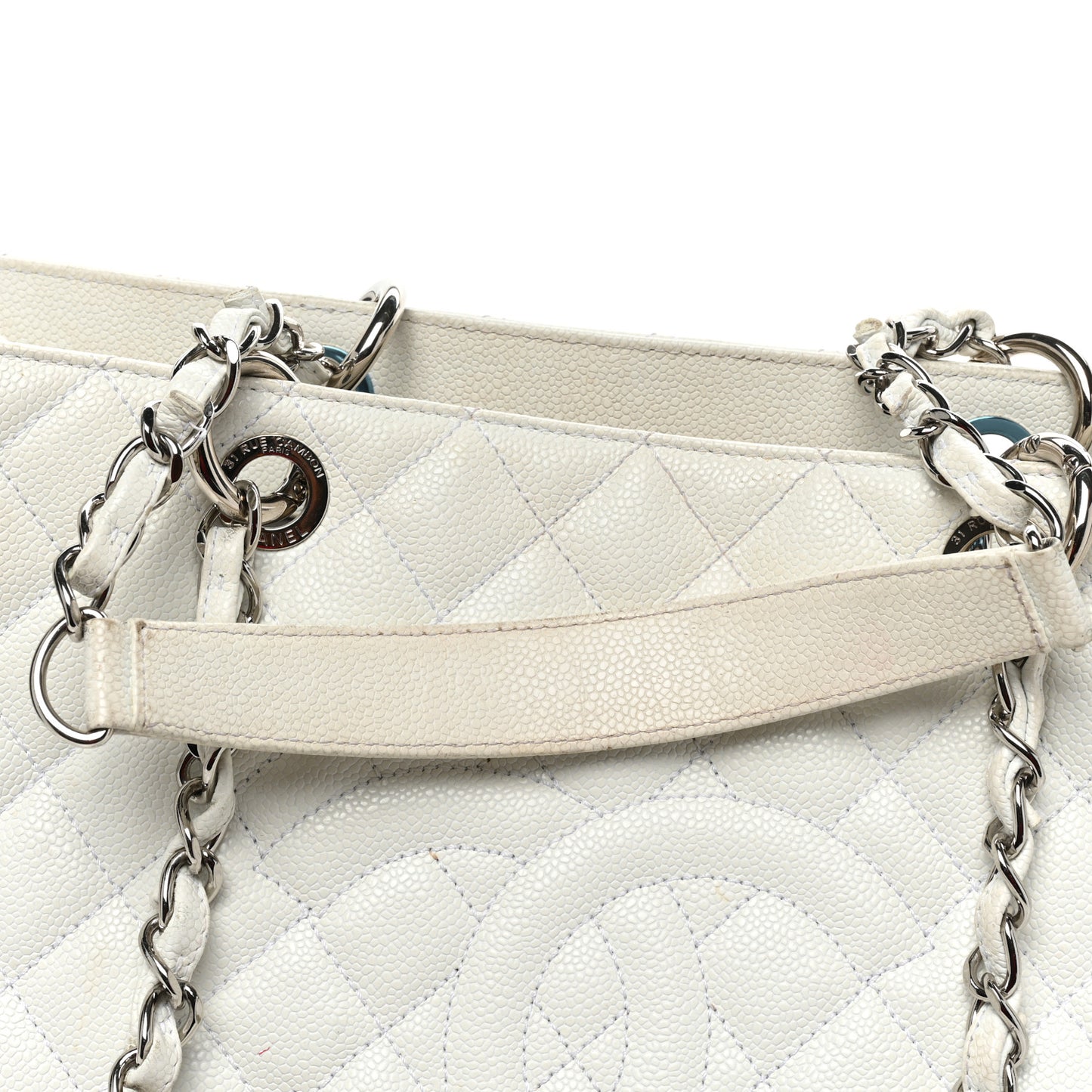 Caviar Quilted XL Grand Shopping Tote GST White