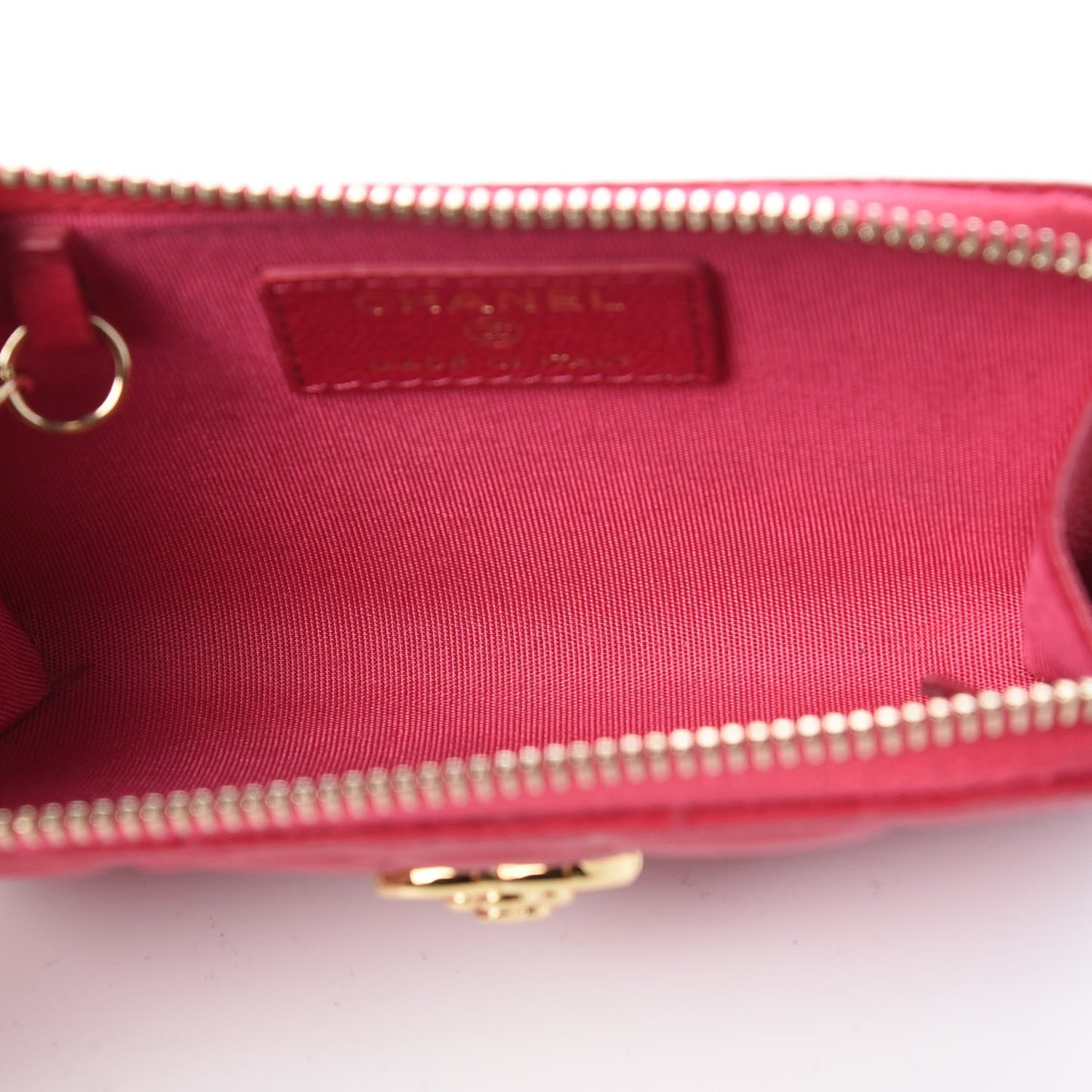 Caviar Camellia Embossed Key Holder Case Fuchsia