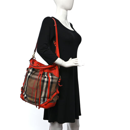Burberry House Check Drawstring Hobo Orange 2 of 17