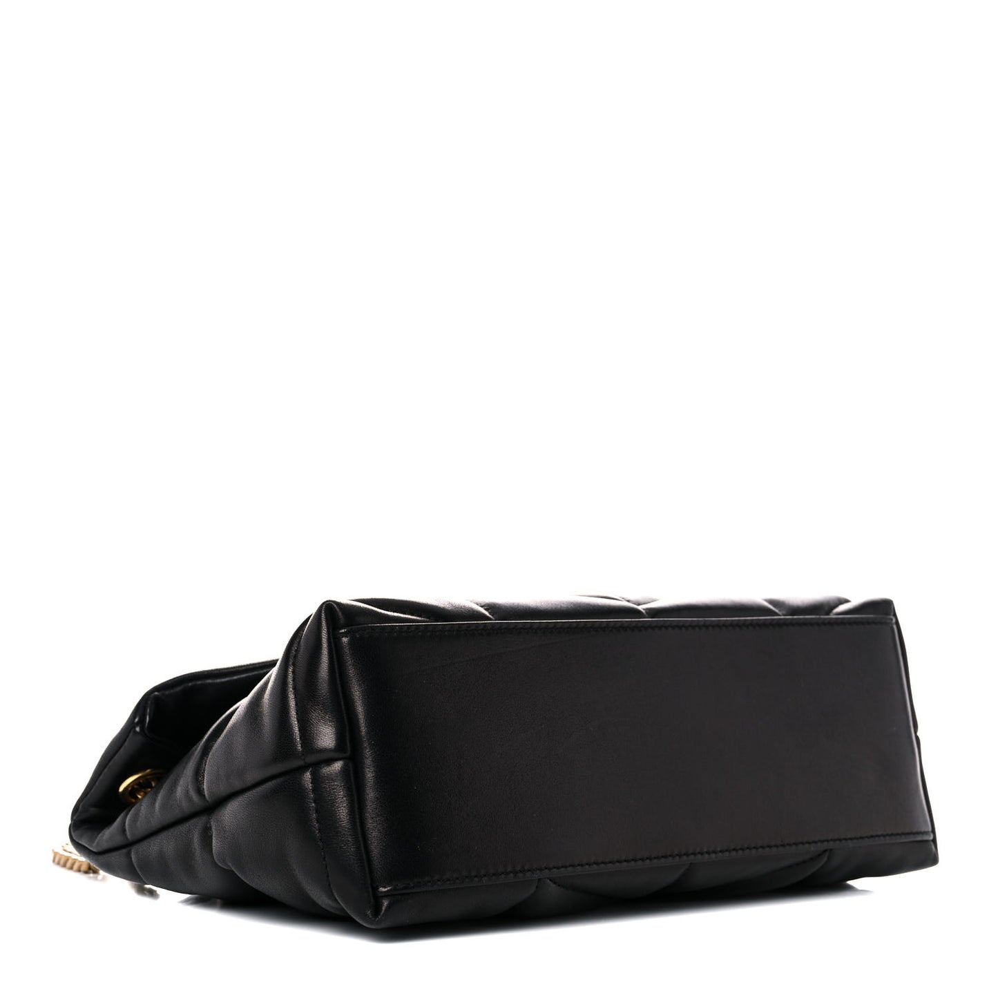 Lambskin Quilted Small Loulou Puffer Monogram Chain Satchel Black