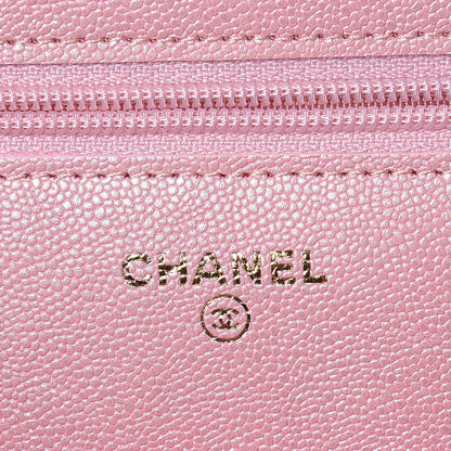 Chanel Iridescent Caviar Quilted Wallet on Chain WOC Rose Pink 6 of 9