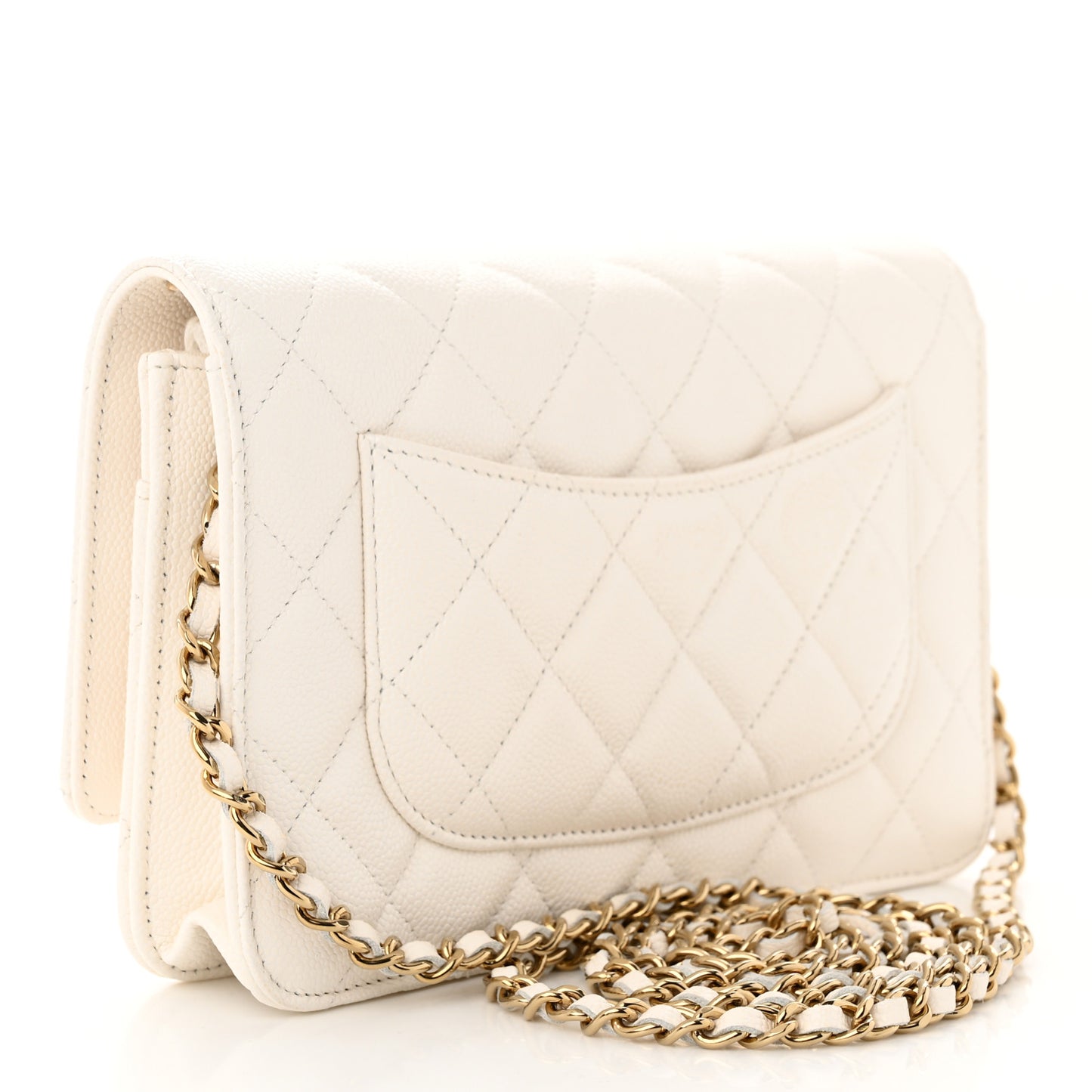 Caviar Quilted Wallet On Chain WOC White
