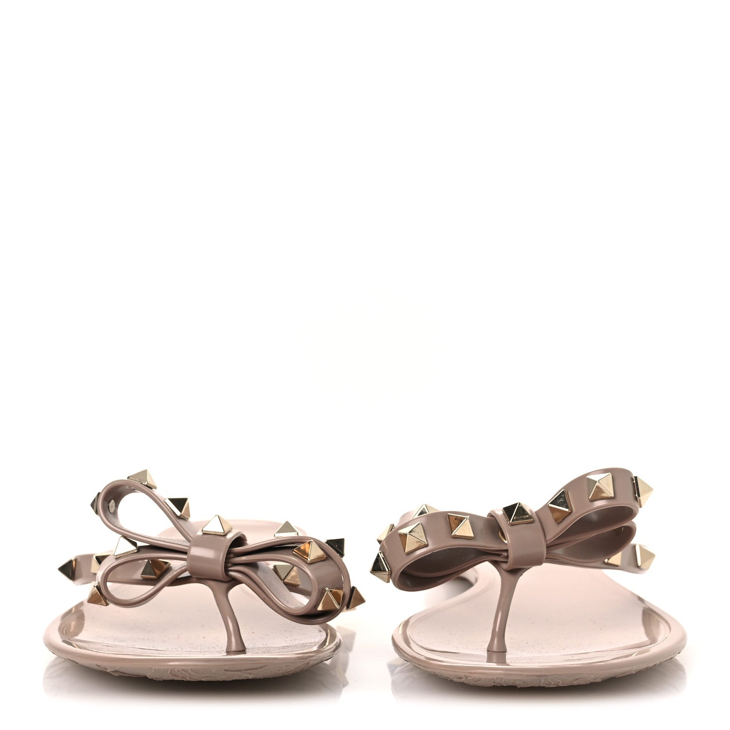 Valentino Garavani PVC Jelly Rockstud Bow Thong Sandals 39 Poudre 3 of 10