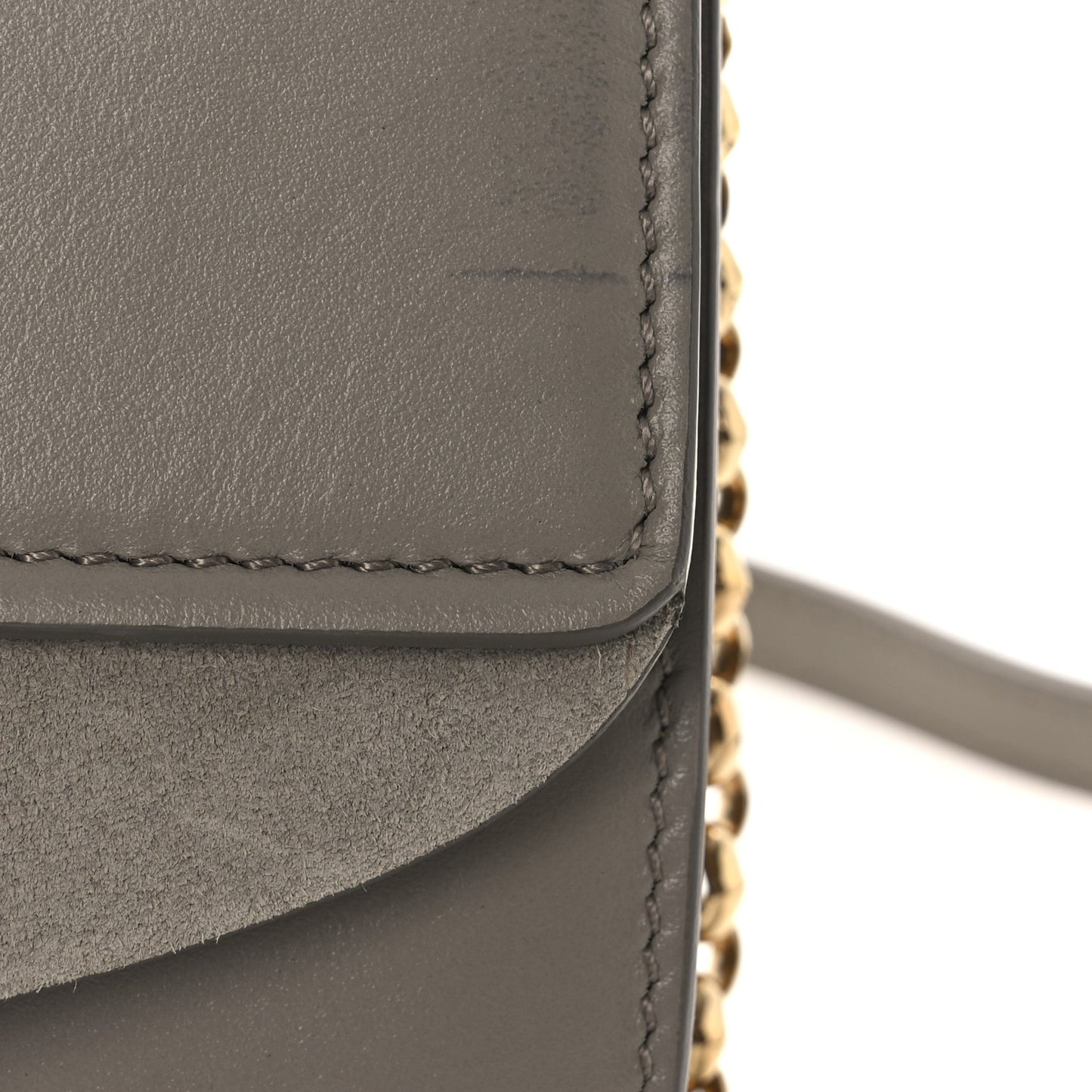 Calfskin Suede C Clutch With Chain Motty Grey