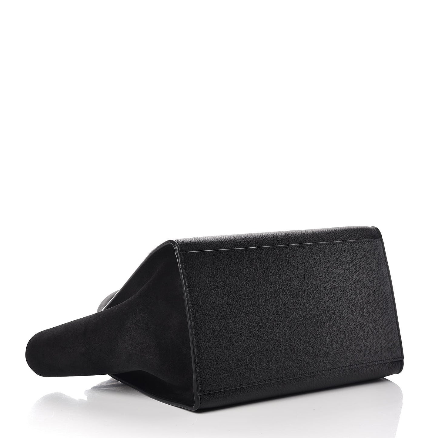 Drummed Calfskin Suede Small Trapeze Black