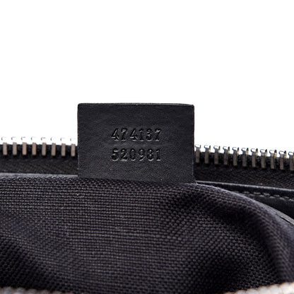 Gucci GG Supreme Monogram Appia Calfskin Web Flat Messenger Bag Black Grey 6 of 13