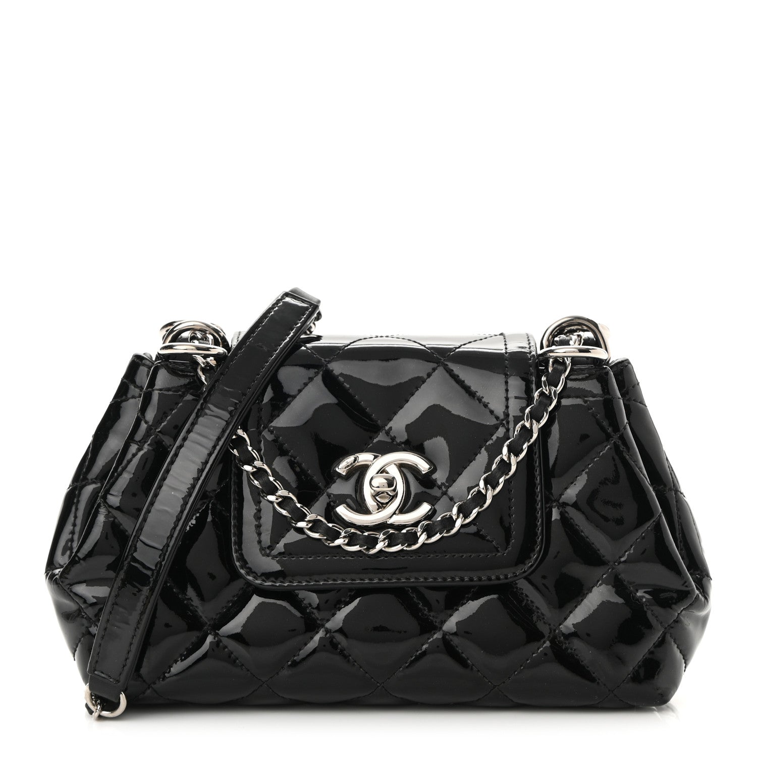 Chanel Patent Quilted Coco Shine Small Accordion Flap Black 1 of 10
