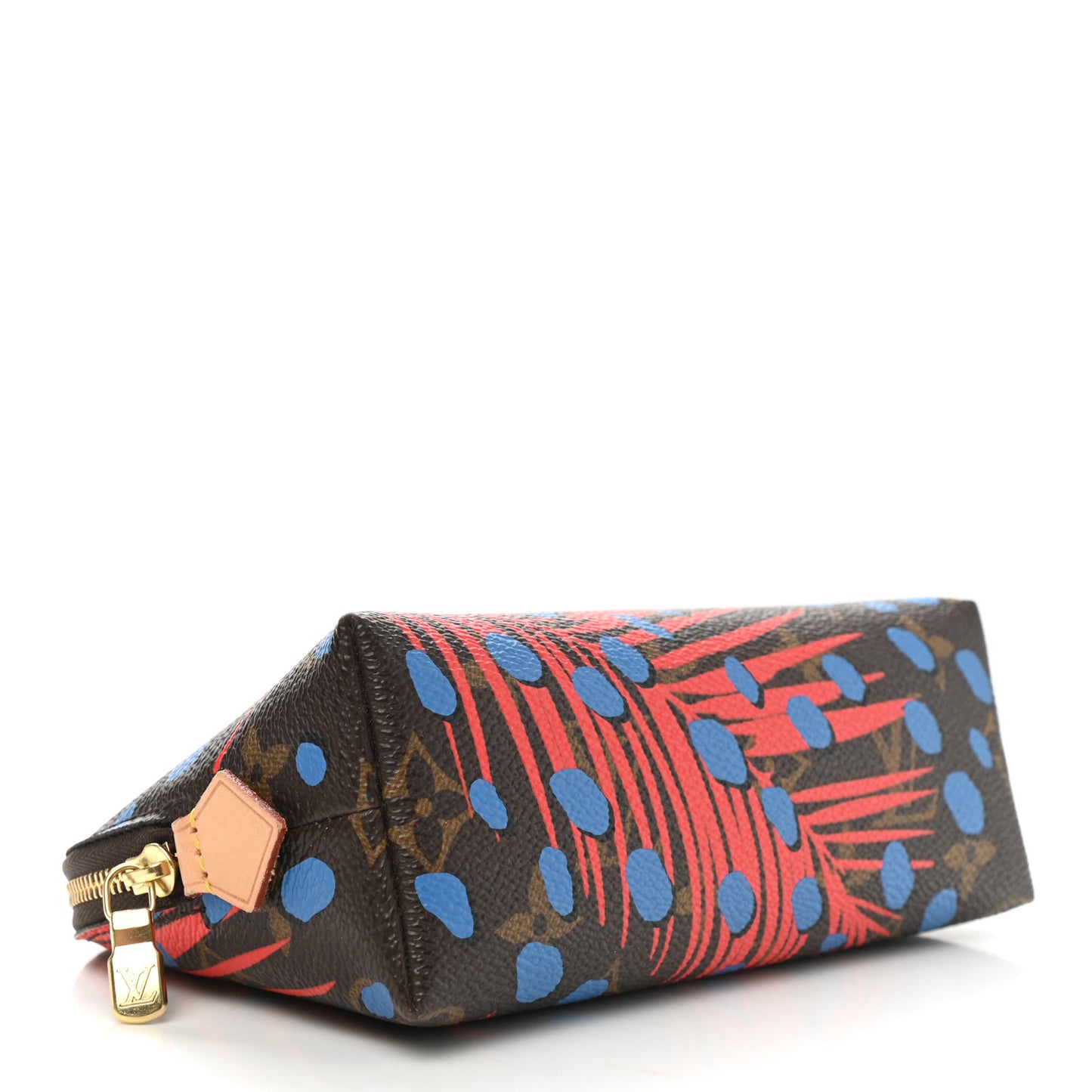 Monogram Jungle Dots Cosmetic Pouch Coquelicot Denim